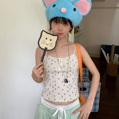 美好商店小熊碎花吊带