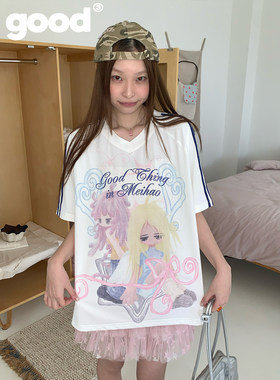 美好商店MeihaoStore「少女联盟」运动少女风手绘感亚比球衣短袖