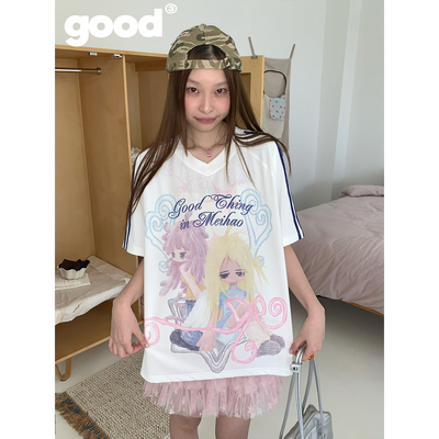 美好商店MeihaoStore「少女联盟」运动少女风手绘感亚比球衣短袖