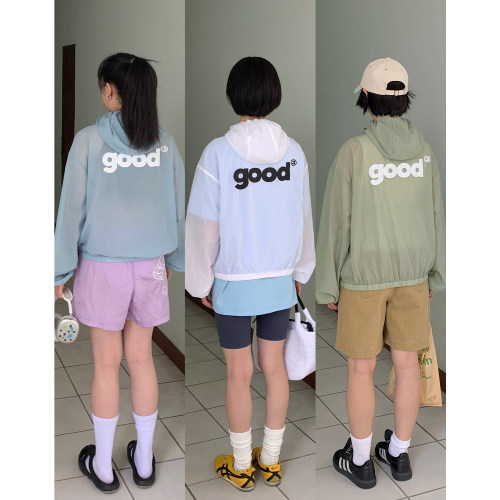 美好商店纯色连帽防晒服
