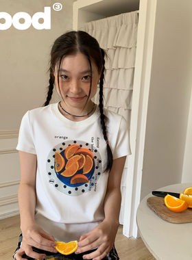 美好商店MeihaoStore亮眼夏日切块橙子波点果盘小板型短袖T恤