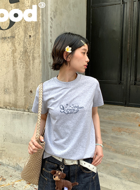 美好商店MeihaoStore花灰色字母goodthings in meihao基础印花T恤