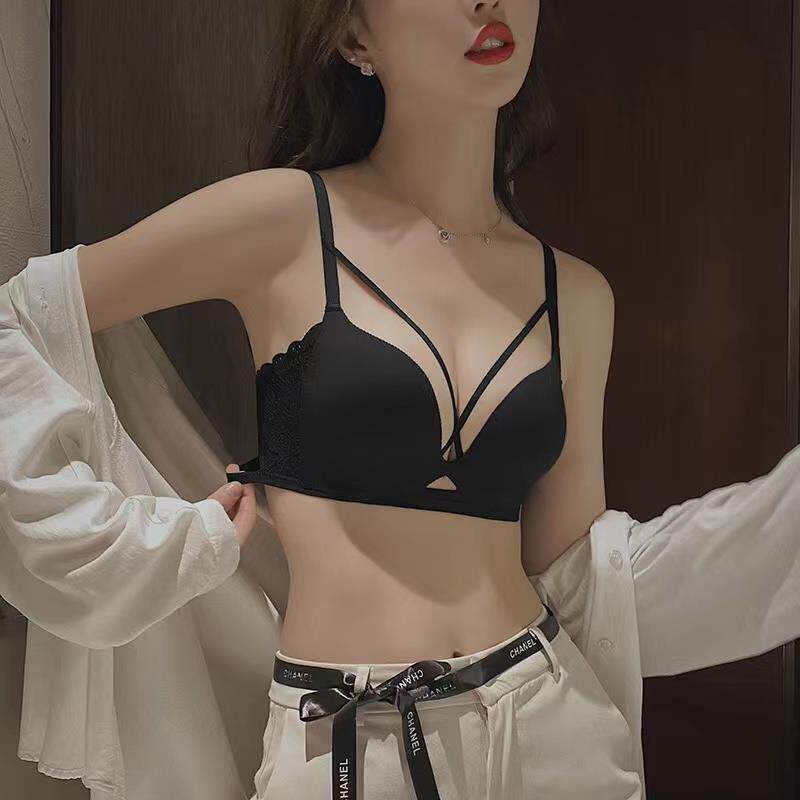 维多利亚无痕内衣女小胸聚拢无钢圈文胸夏季薄款性感美背胸罩