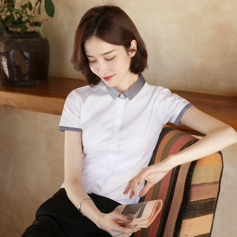 短袖白衬衫女设计感小众职业装2025年夏季新款时尚气质拼接工作服