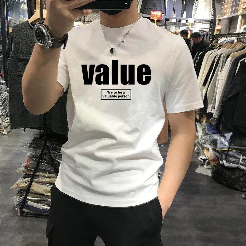 香港潮牌英文字母印花短袖T恤男夏季潮流体恤复古ins休闲半袖上衣