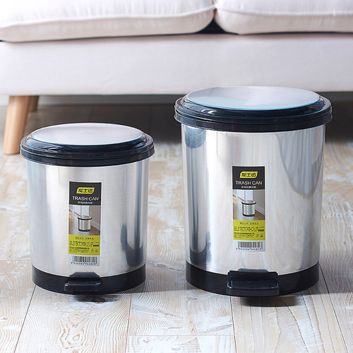 金属质感仿不锈钢脚踏式垃圾桶