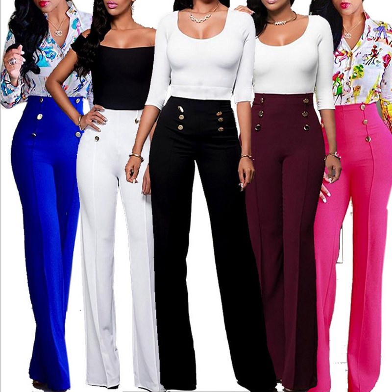 New women spring autumn casual  high waist bell-bottoms