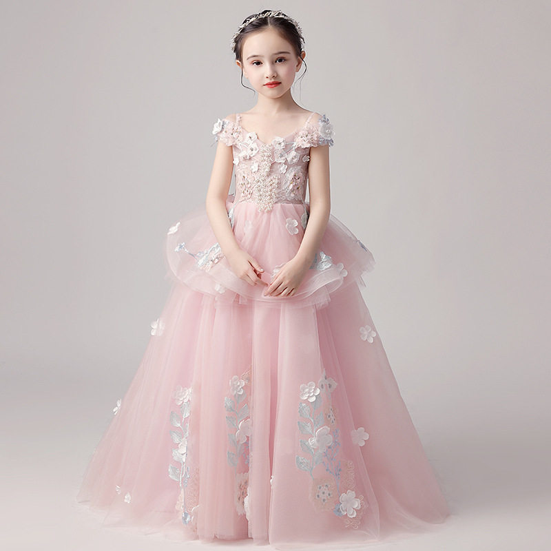 女童礼服走秀花童拖尾公