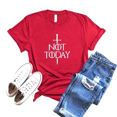 Not Today Print T Shirt Cross Graphic Tees Women tshirts