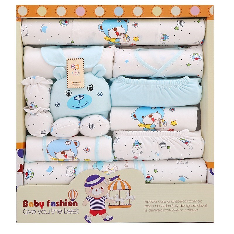 17pcs Newborn Baby Clothes Set Carton set with Gift Bag