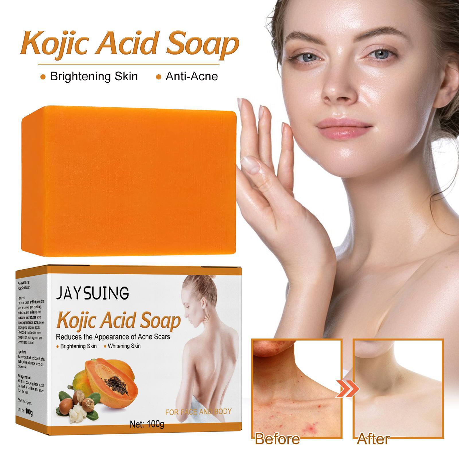 Kojic acid soap brightens skin tone, exfoliates and deeply c