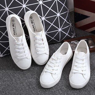 Women white canvas shoes Flat shoes白色帆布女鞋平底白鞋板鞋