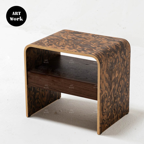 现代复古拱桥床头柜实木床边柜曲木床头柜简约边柜轻奢收纳储物柜