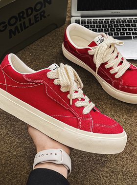 帆布鞋男春季休闲鞋子男款低帮板鞋2026新款青少年鞋子男百搭潮鞋