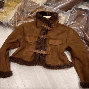 韩系毛茸茸棕色外套女秋冬季2025新款深秋初冬小个子香风宽松夹克