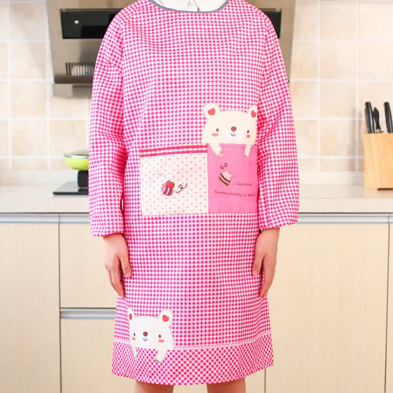 围裙长袖防水防油可爱围裙厨房罩衣韩版时尚简约成人女工作服印字,家庭/个人清洁工具,围裙,淘宝优惠券,粉丝福利购,淘宝优惠卷