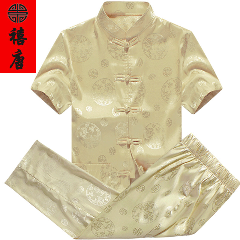 man Tang costume Short sleeved suit Middle-aged and elderly people grandpa Summer wear Chinese style clothing Ethnic style dad clothingin the Men's clothing, National costume  category - from Buy2taobao.com to provide professional Taobao agent buy service