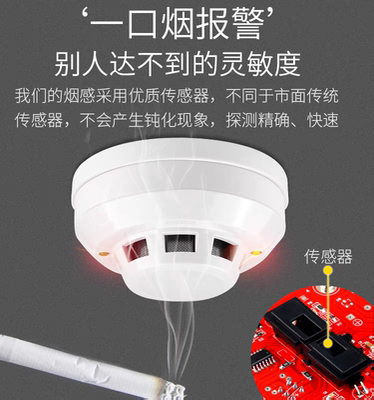 有线型烟雾报警器DC12V联网烟感探测器开关量烟雾传感器常开