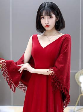 新娘婚纱礼服演出旗袍上衣毛披肩