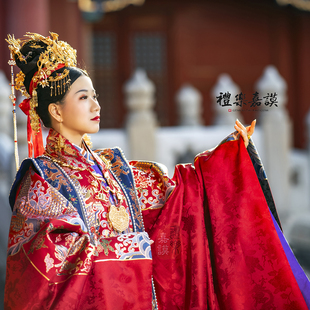 礼乐嘉谟 新款 明制仿定陵对襟龙柿蒂蟒纹袄 竖领圆领交领 有膝襕