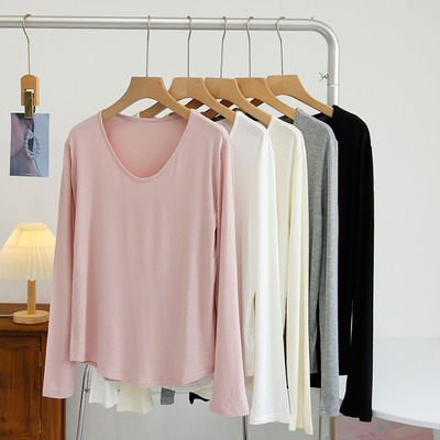 长袖简约圆领莫代尔女