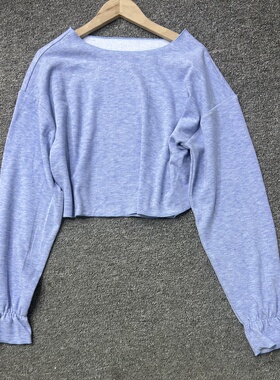 F147原货秋款圆领长袖纯色宽松休闲针织上衣女