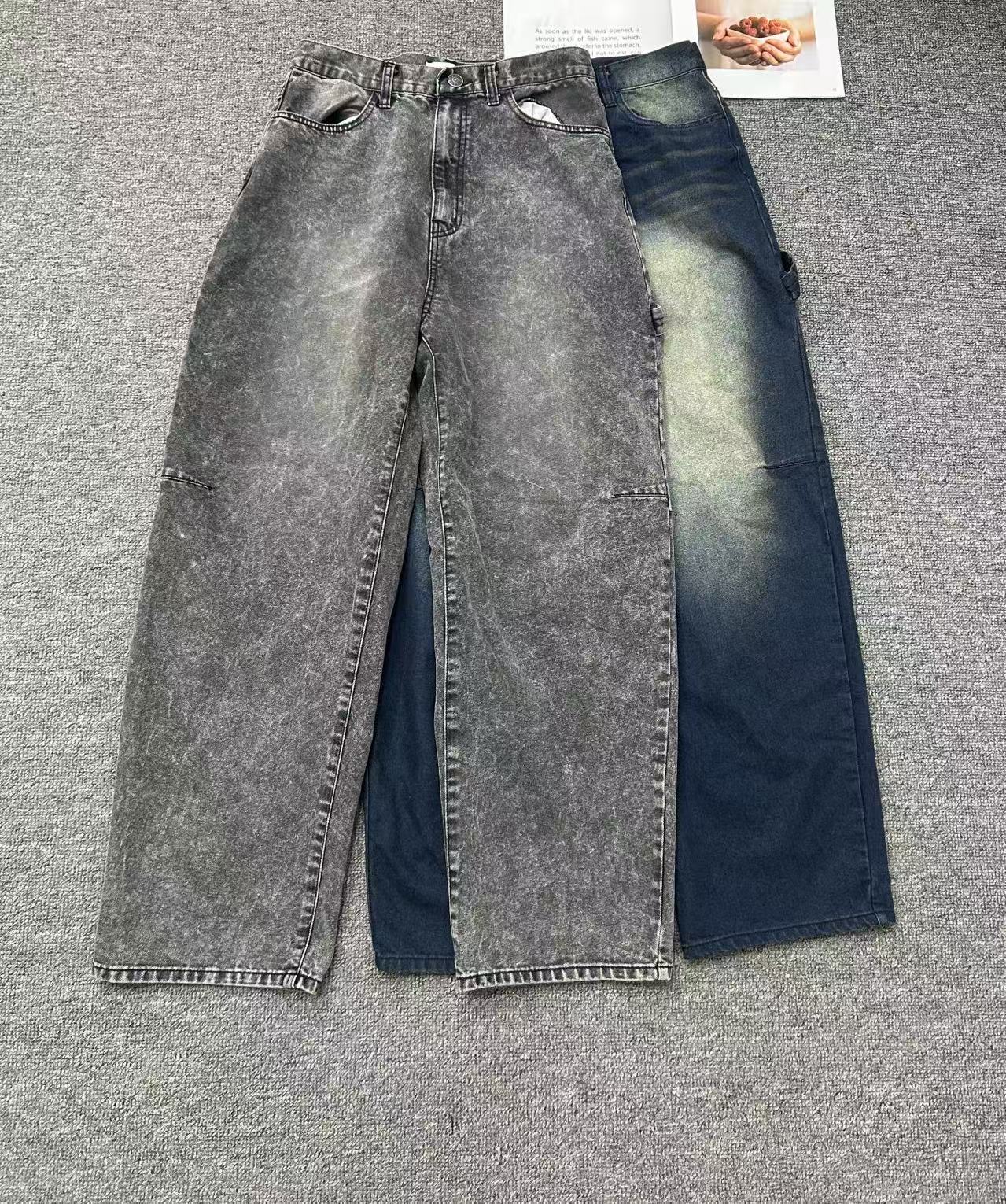 7.11源货日单休闲百搭宽松显瘦高腰水洗牛仔裤女