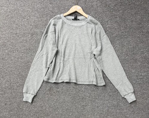 F112原货秋款圆领华夫格长袖宽松休闲针织衫女