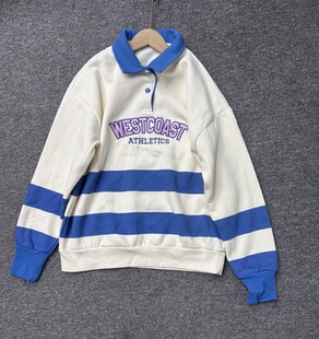 140原货秋款 字母宽松休闲卫衣女 翻领长袖