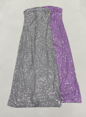 9.19 西班牙源货家 带防滑性感亮片后面开叉抹胸连衣裙晚礼裙