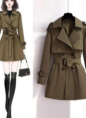 风衣外套女2024秋冬新款小个子韩系中长款高级感女大衣chic英伦风