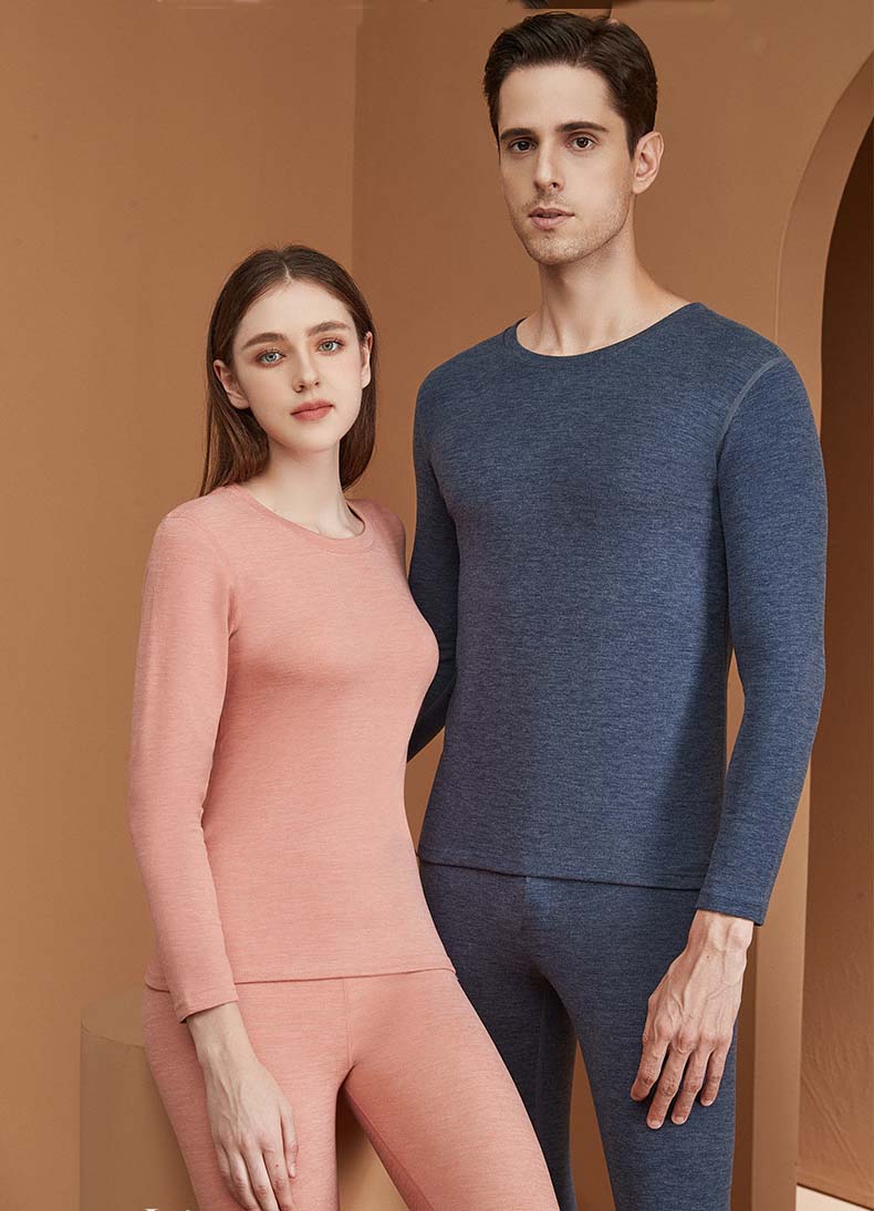 罗蒙长袖男女简约绒实惠圆领保暖