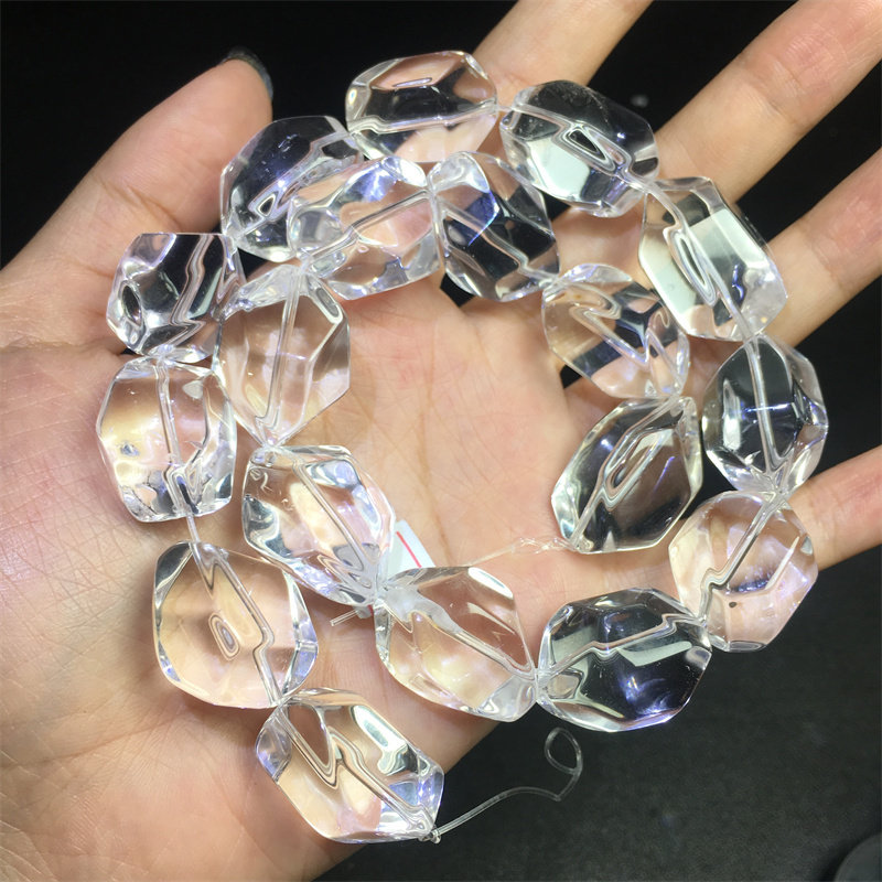 天然男女白水晶随形手串原石礼物