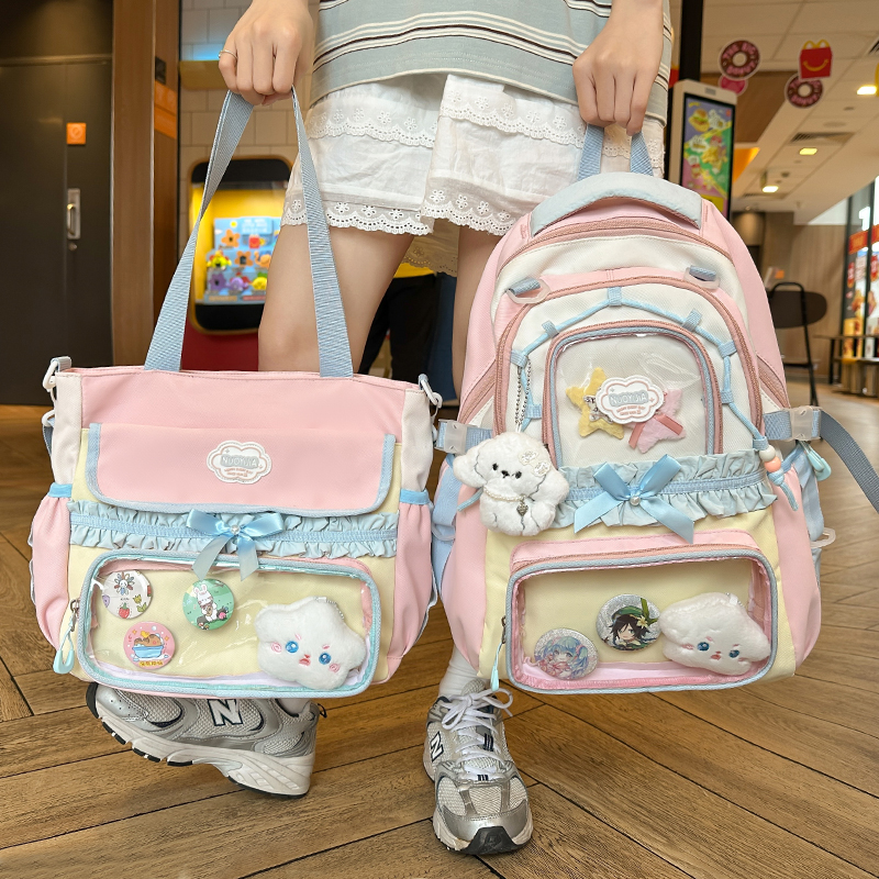 儿童书包女小学生初中色背包