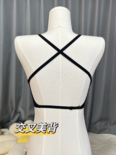 大U型露背装内衣性感交叉美背无痕文胸挂脖胸罩薄款夏季小胸显大