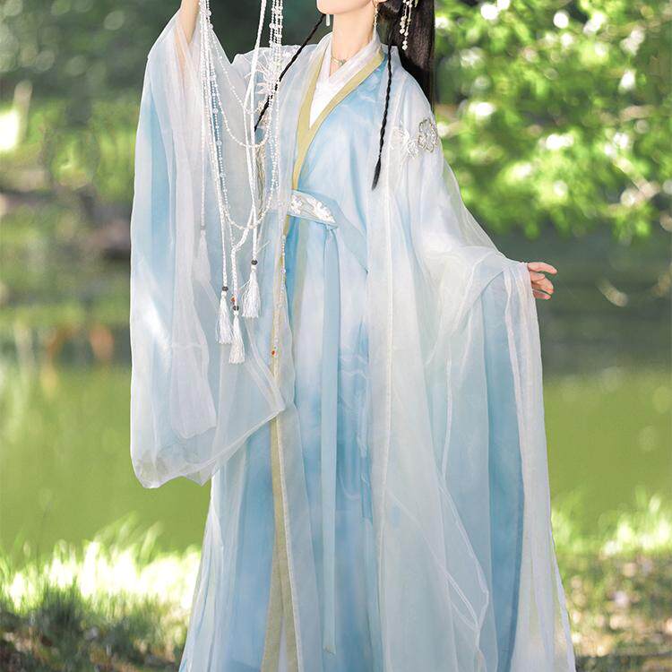 原创汉服女成人古装中国风唐制双层大袖衫直裾齐腰襦裙套装秋季款