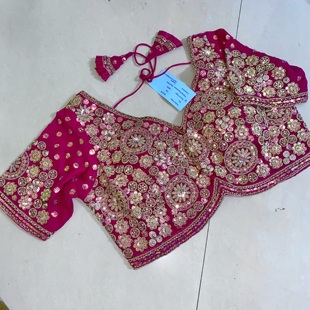 印度纱丽搭配纯手工钉珠短上衣肚皮舞印度舞影楼演出蓝色白色粉色