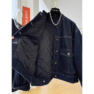 韩系休闲宽松夹棉牛仔外套女2024秋冬别致超好看短款棉衣棉服夹克