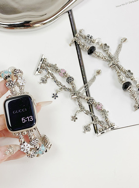 适用Apple Watch8se金属表带苹果手表34567创意高级感手链女款夏