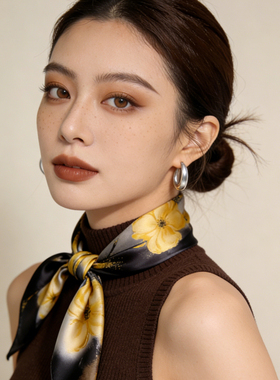 杭州丝绸100%桑蚕丝真丝丝巾2026新款女士系脖高级感搭配小方巾