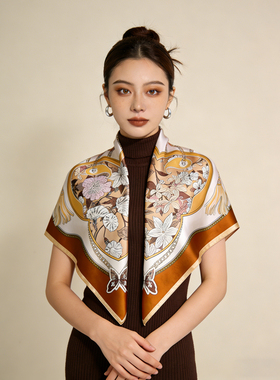 杭州丝绸100%桑蚕丝真丝丝巾女2026春秋季围巾夏新款薄披肩大方巾