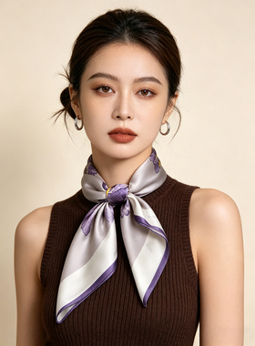 杭州丝绸100%桑蚕丝真丝丝巾女2026春秋夏季围巾系脖高级感大方巾