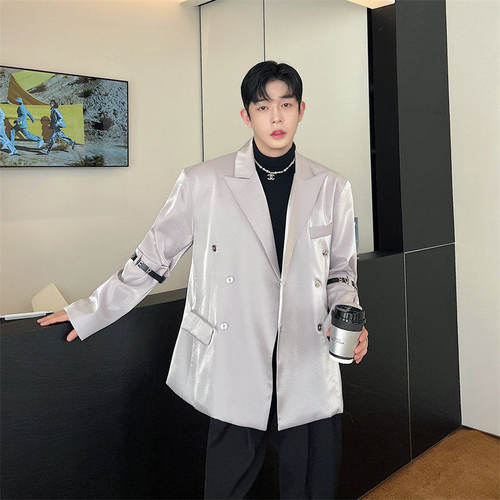【精品】新款上市◆2026春秋青少年韩版定制未来感金属变色西装