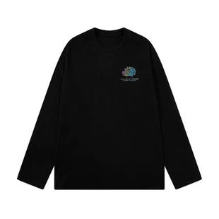 上市 新款 2025冬季 青少年美式 T恤 潮流仿麂皮绒印花长袖 精品