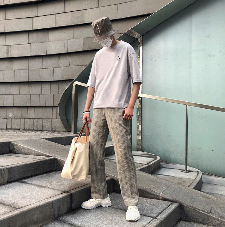 【精品】新款上市◆2025早秋青少年港风潮流时尚百搭格纹休闲西裤