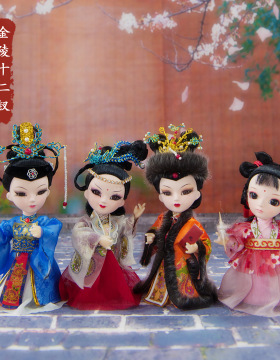 北京绢人唐偶金陵十二钗老外摆件