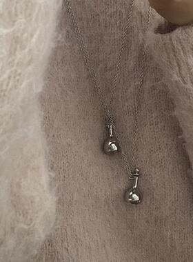 明星同款银色酒壶项链设计师款小众设计ins吊坠锁骨链