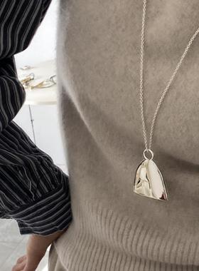 HIDE同款半月金属吊坠项链ins小众设计简约高级感长款叠戴毛衣链