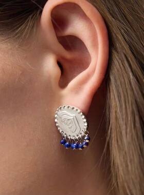 小众设计野百合浮雕硬币流苏耳环高级感气质耳钉