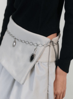 吴小姐韩代amomento同款复古镜子吊坠菱格链条腰链毛衣链锁骨链